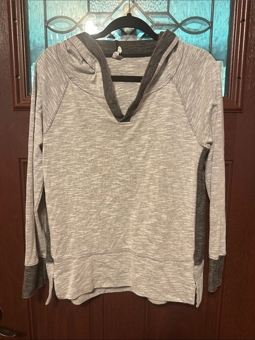Danskin Now Light Gray Hooded Pullover with Dark Gray Trim
